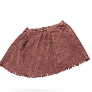 Free People Corduroy Mini Skirt Pink Raw Hem Boho Festival A-Line Size 10